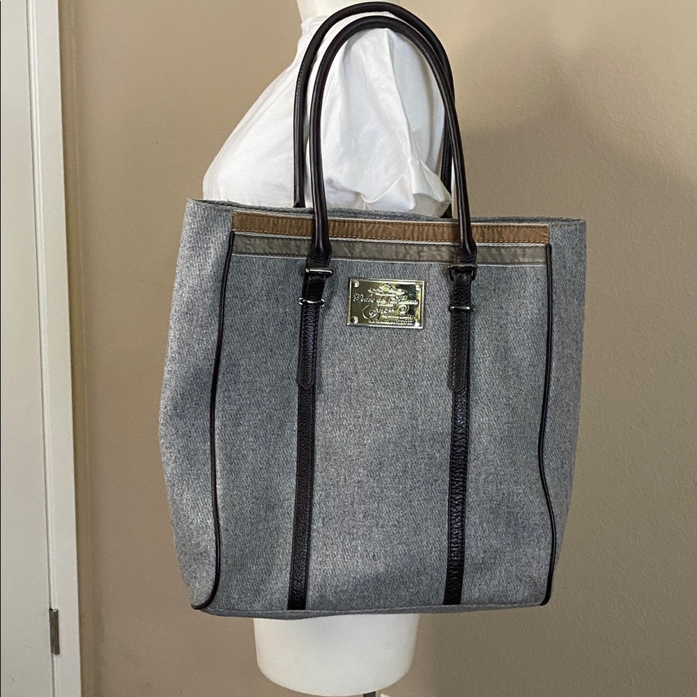Pedro del Hierro PdH Sport gray wool and leather large tote bag 🖤